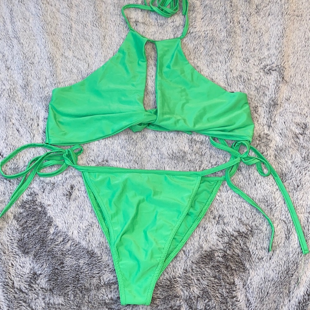 Green colored bathing suit